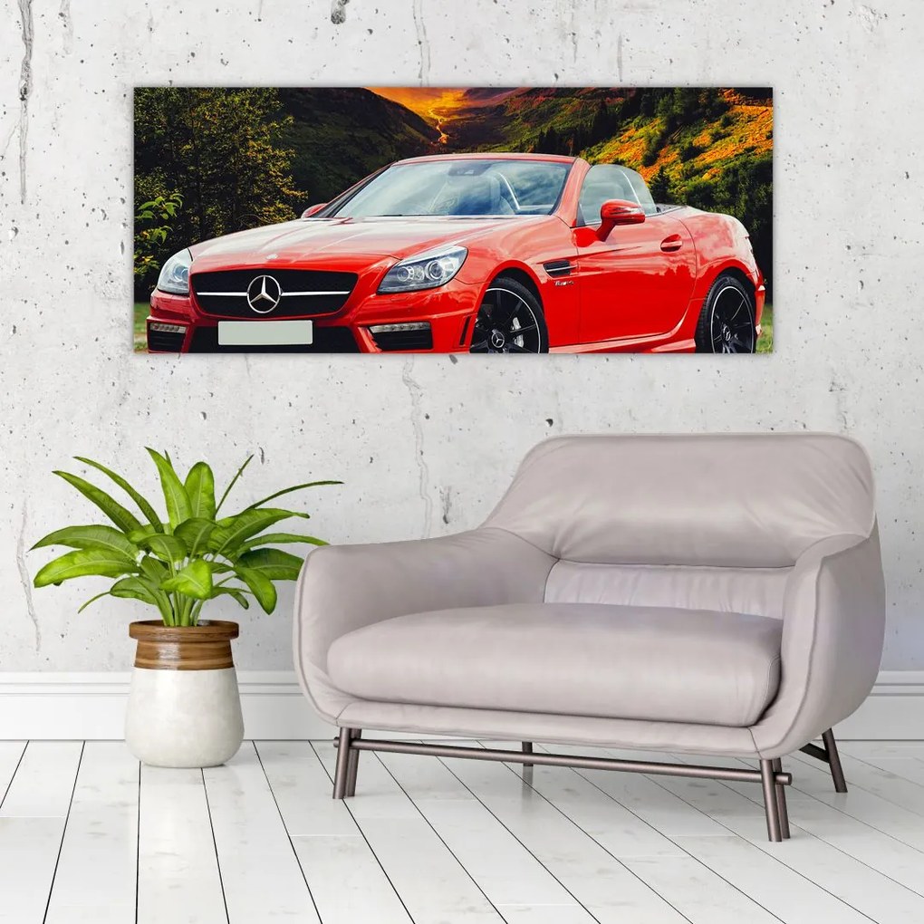 Tablou - Mercedes roșu (120x50 cm), în 40 de alte dimensiuni noi