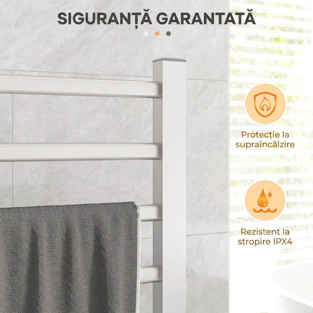 HOMCOM Uscător Electric de Prosoape pentru Perete sau Podea cu Timer și 8 Bare 53x35x90 cm Negru | Aosom Romania