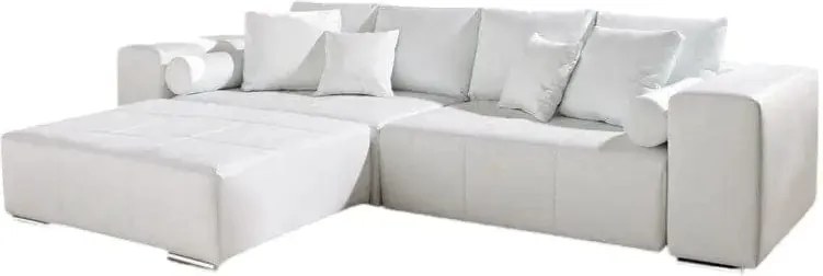 Canapea extensibilă dumonde cu ladă de depozitare si sezut confortabil din spuma high-density, Marbela White XXL 295x100 cm