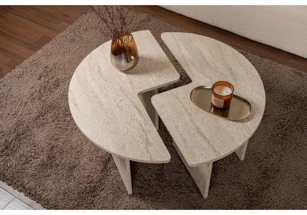 Masă de cafea LUVIA, decor marmură bej