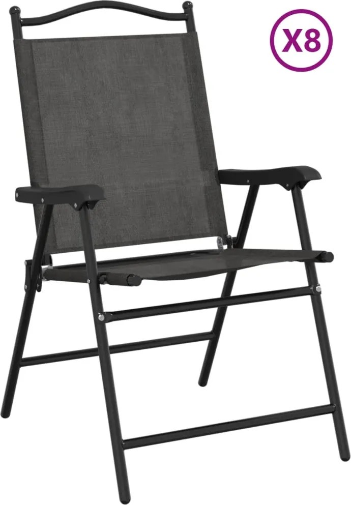 vidaXL Scaune pliante de grădină, 8 buc., gri melange, oțel/textilene