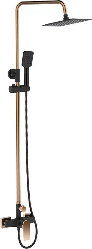 Coloana de dus cu baterie monocomanda negru - rose gold Invena Midnight Trend