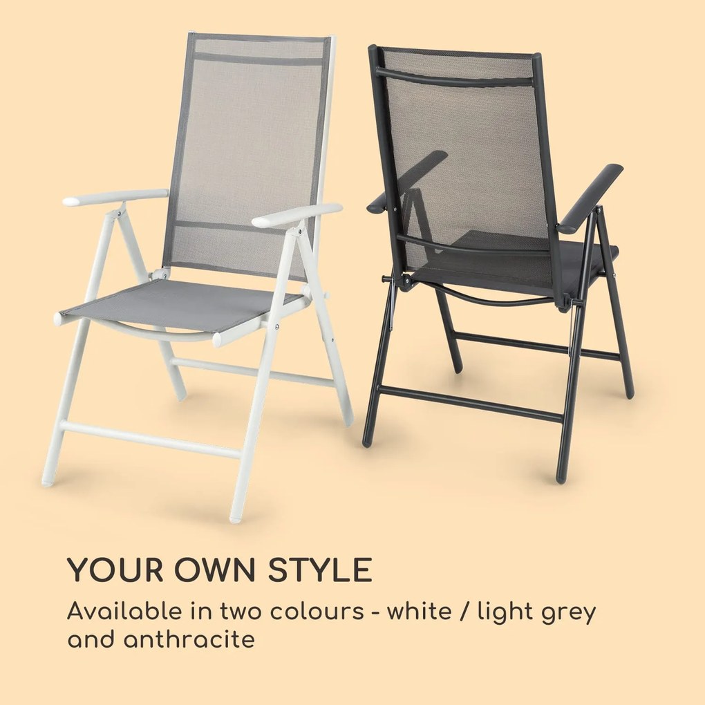 Almeria Garden Chair, scaun pliabil, set de 2 bucăți, 56,5 x 107 x 68 cm, ComfortMesh, antracit