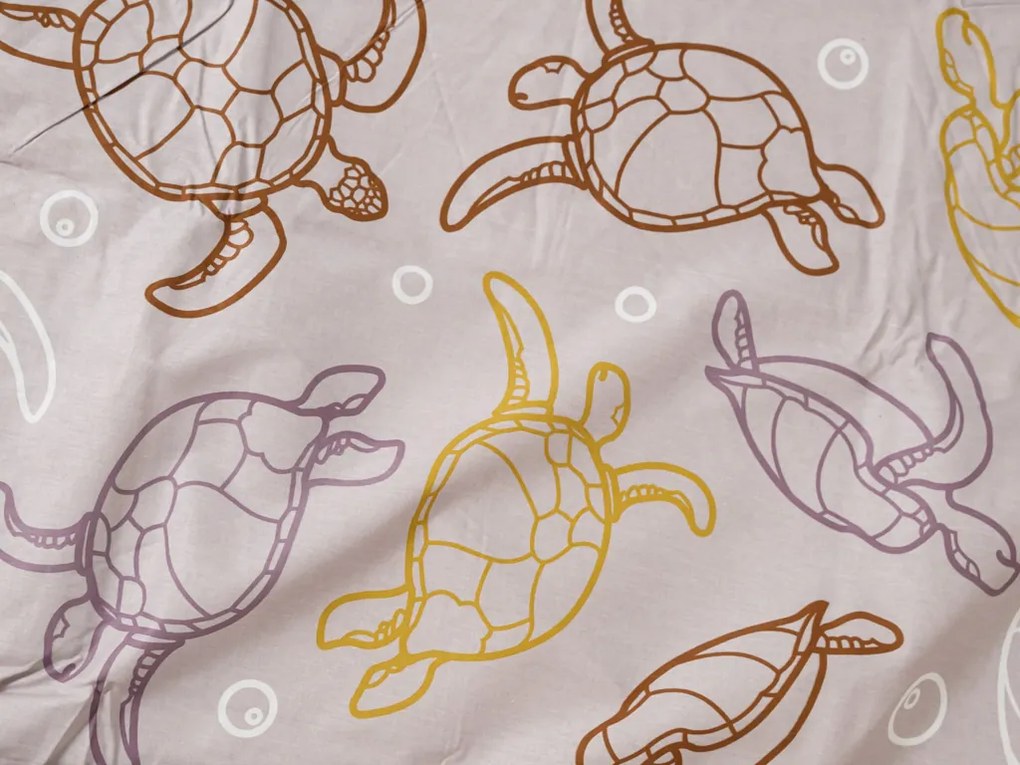 Lenjerie de pat 3D din bumbac TURTLE alb Dimensiune lenjerie de pat: 70 x 90 cm | 140 x 200 cm