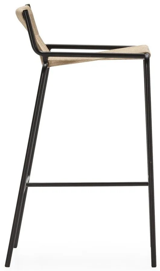 Scaun de bar bej din metal (înălțime șezut 65 cm) Emily – Marckeric