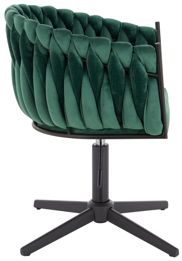 HR750CROSS Scaun Verde din Catifea cu Bază Neagră