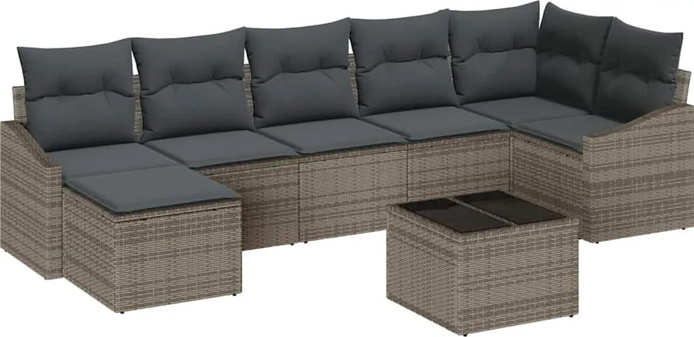 vidaXL Set de canapea cu pernă 8 pcs Gri poliratan