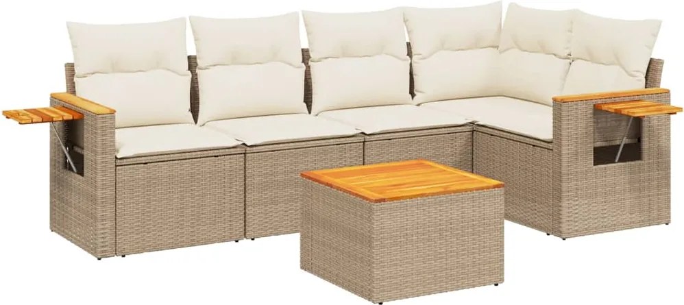 vidaXL Set canapele de grădină cu perne, 6 piese, bej, poliratan