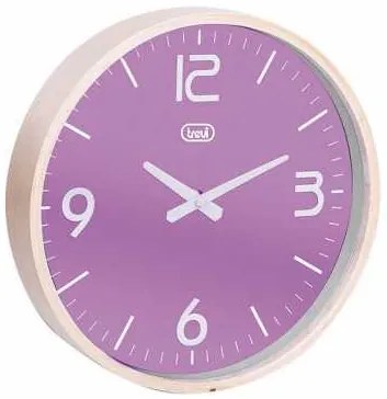 Ceas de perete cu quartz OM 3311 L, 25cm, carcasa lemn, violet, Trevi