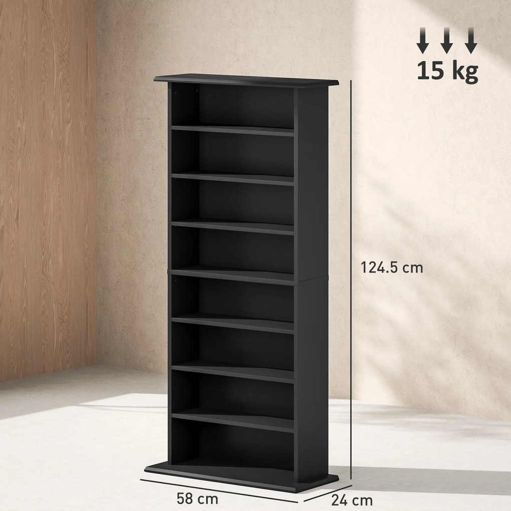HOMCOM Dulap pentru CD-uri cu 6 Rafturi Reglabile pentru 360 CD-uri/185 DVD-uri Negru | Aosom Romania