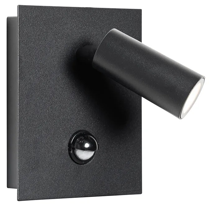 Lampă de perete exterioară neagră cu LED inclus IP54 senzor de mișcare - Simon