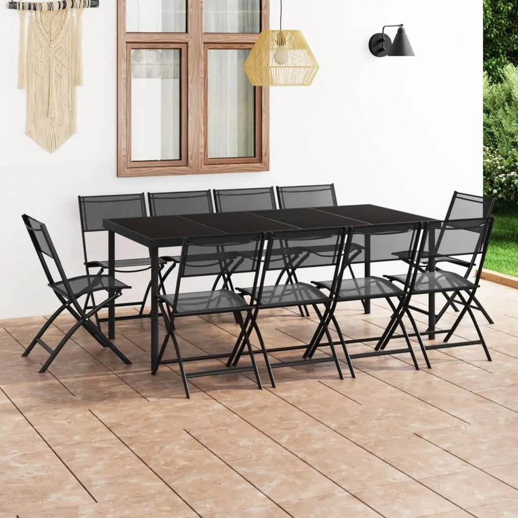 Set mobilier de exterior, 11 piese, otel 11