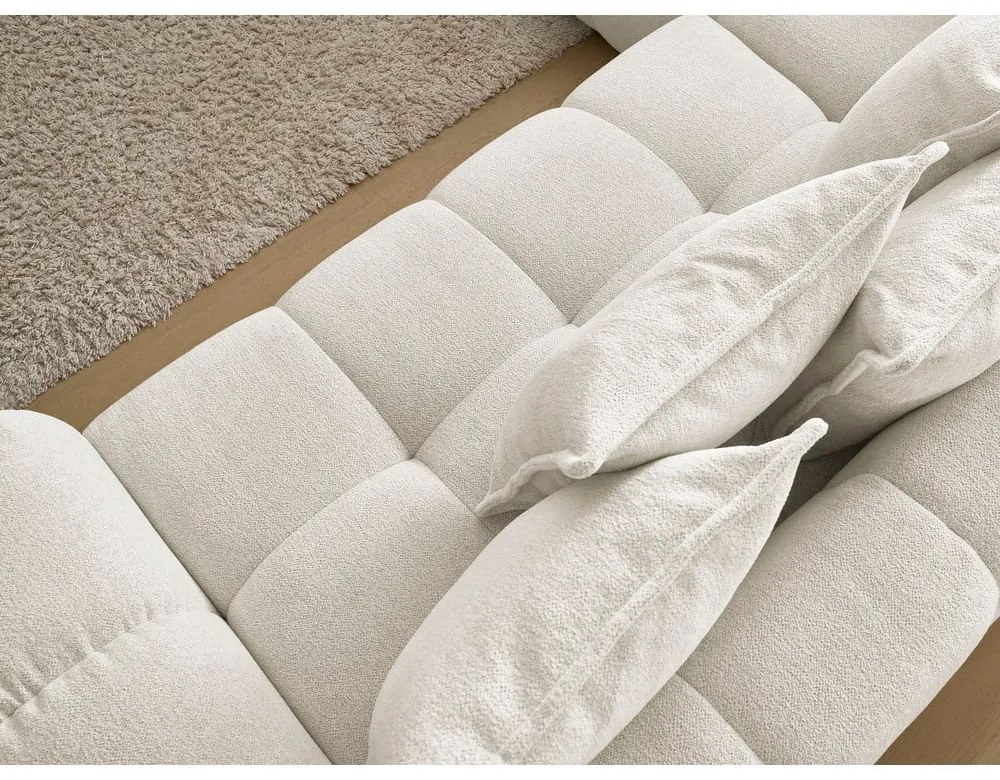 Colțar alb extensibil/cu spațiu de depozitare cu tapițerie din chenille (cu colț pe partea stângă/în formă de ”L”) Everest – Bobochic Paris