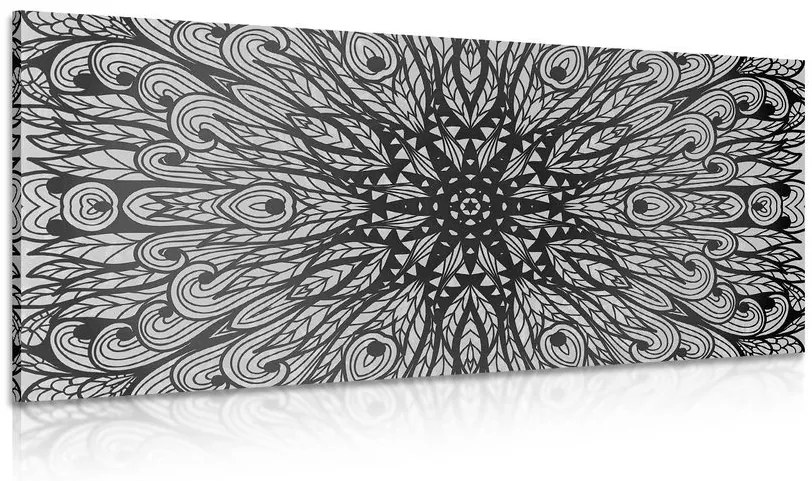 Tablou ornament etnic unic în design alb-negru