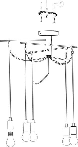 Eglo 98679 - Lustră pe cablu MUSARA 6xE27/60W/230V