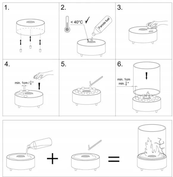 Șemineu BIO Planika Lotus 35,3x25,1 cm 2,5kW