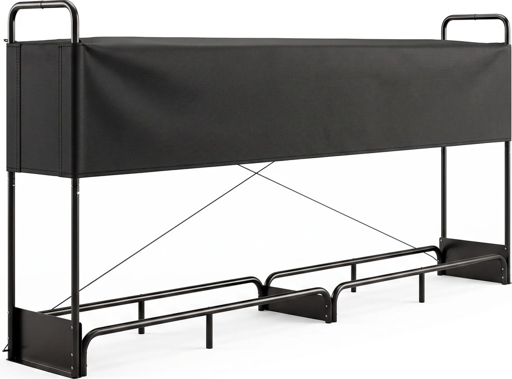 Outsunny Suport Lemne de Foc Interior și Exterior din Oțel Galvanizat cu Husă Oxford, 500 kg, 260x38x118 cm, Negru | Aosom Romania
