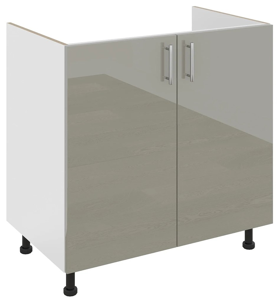 Set Masca Chiuveta Karo, Gri Lucios/Alb, MDF, 80 x 50 x 80 cm, Chiuveta Inox, Cuva dreapta