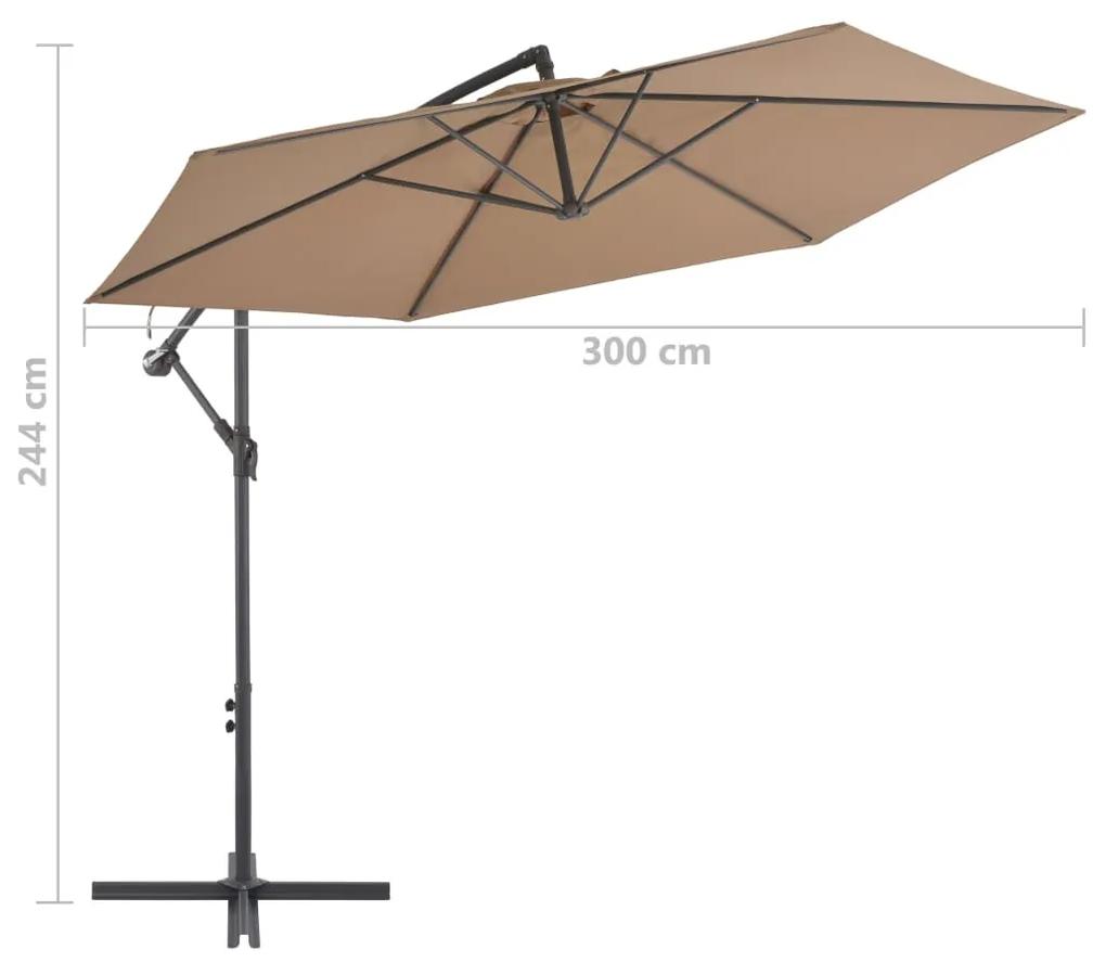 Umbrela suspendata cu stalp din aluminiu, 300 cm, gri taupe Gri taupe
