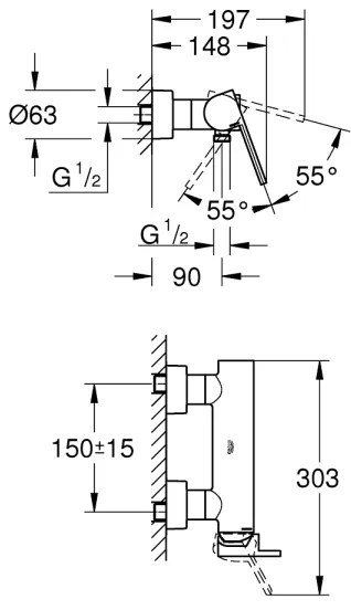 GROHE 33577003 - Baterie de duș PLUS DN 15, crom lucios