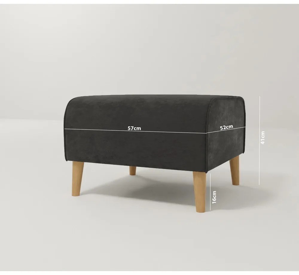 Taburet gri închis cu tapițerie din catifea Carole – Ropez