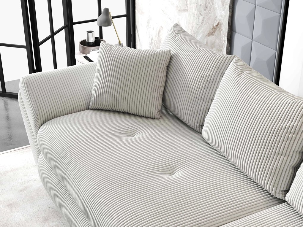 Canapea extensibilă dumonde cu ladă de depozitare si sezut confortabil din spuma high-density, Loana Zoom Cream 300x100 cm