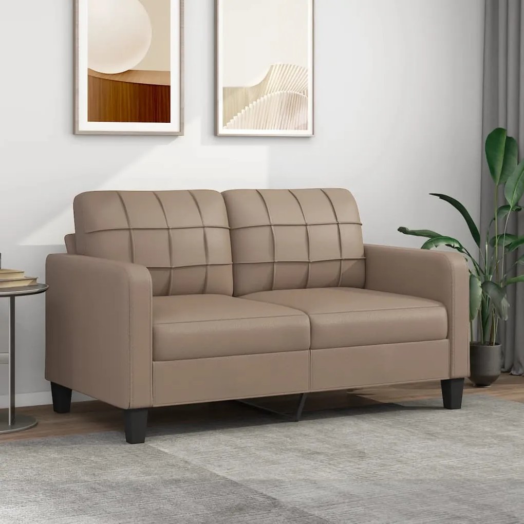 348654 vidaXL Canapea cu 2 locuri, cappuccino, 140 cm, piele ecologică