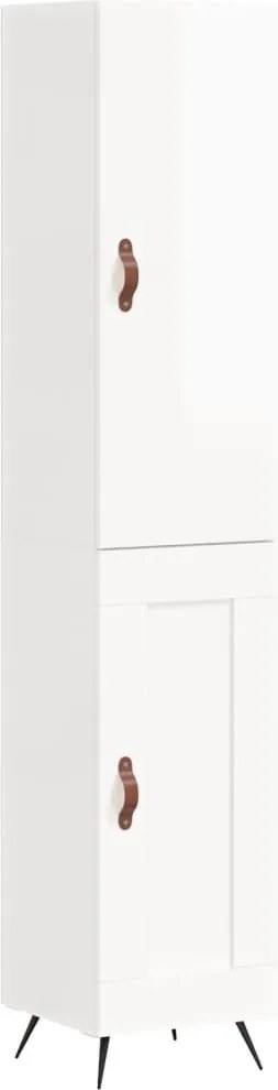 vidaXL Dulap înalt, alb extralucios, 34,5x34x180 cm, lemn prelucrat
