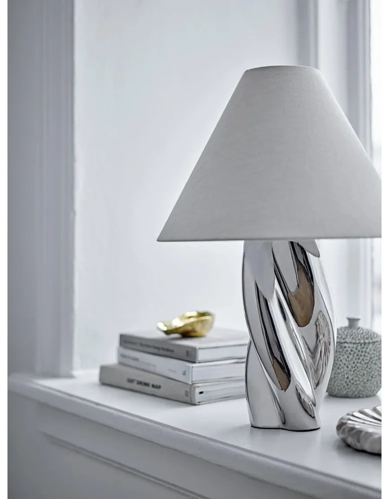 Veioză argintie cu abajur textil (înălțime 49 cm) Silva – Bloomingville