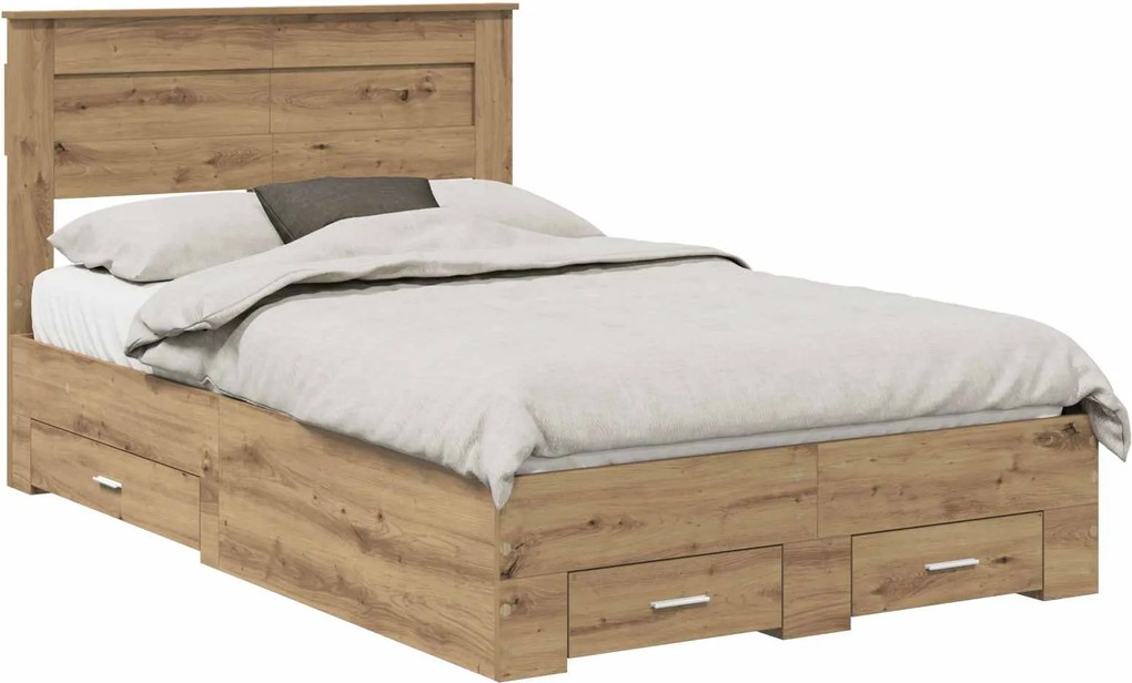 vidaXL Cadru de pat Stejar Artizanal 120 x 190 cm Lemn compozit