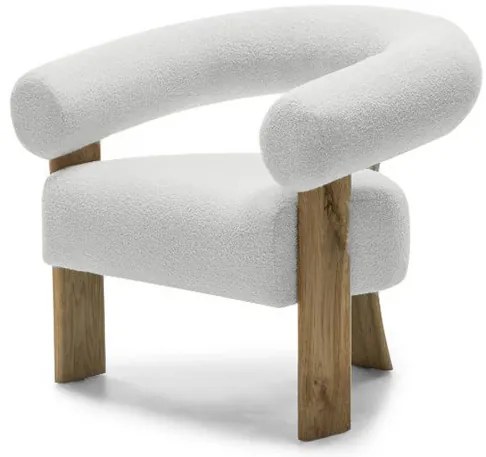 Fotoliu design alb KOKEI, stejar