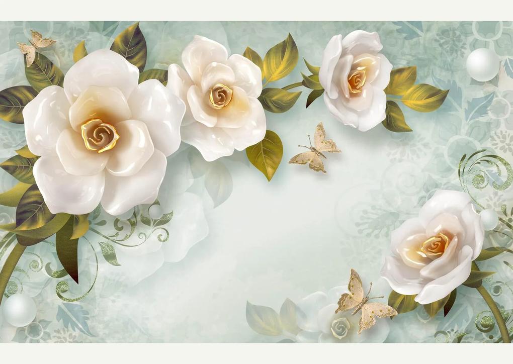 Fototapet 3D, Trandafiri albi Art.05185