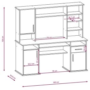 Birou ELIAN cu poliță, stejar sonoma/alb