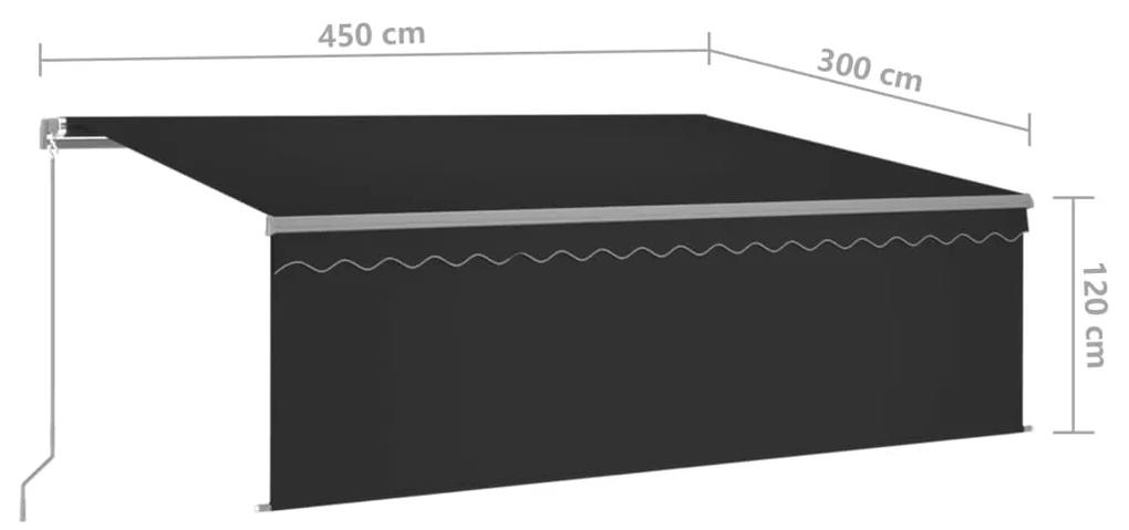 Copertina retractabila manual cu storLED, antracit, 4,5x3 m Antracit, 4.5 x 3 m