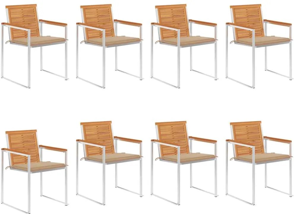 vidaXL Scaune de grădină cu perne, 8 buc., lemn masiv de acacia