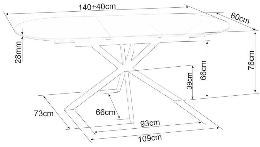 Masă de bucătărie Maxwell II 140 x 80 cm, gri / negru