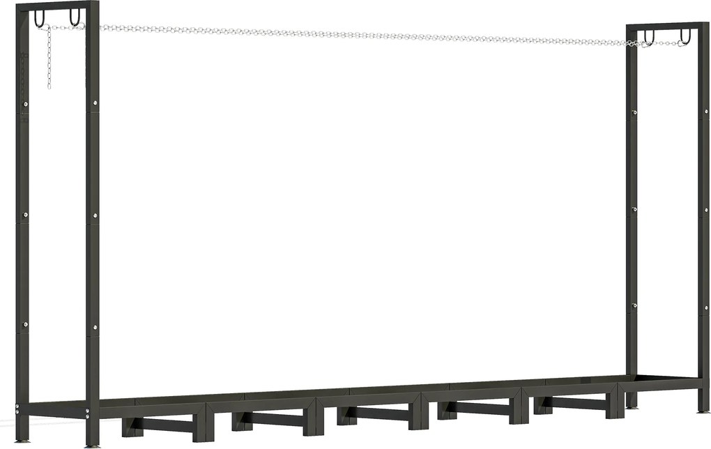 Outsunny Suport de Lemne din Metal 0.8m³ cu Preș Impermeabil și Lanțuri 235x31x116cm | Aosom Romania