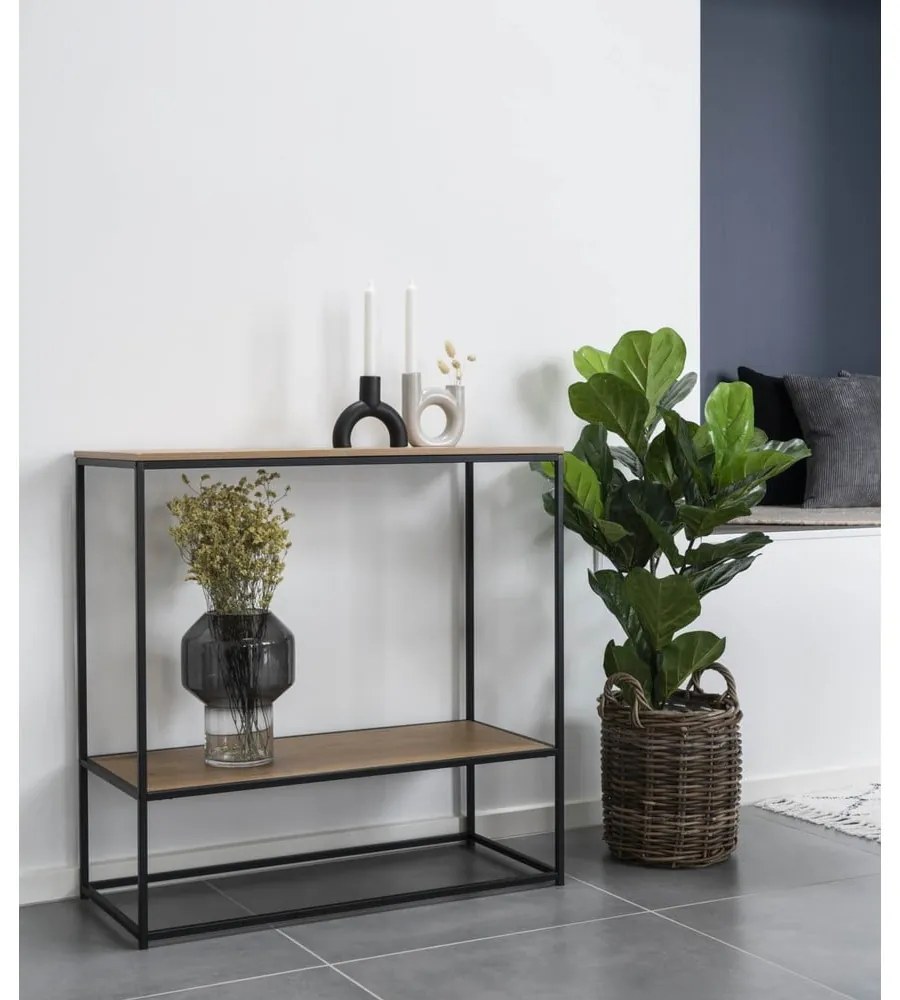 Masă consolă cu blat cu aspect de lemn de stejar 80x36 cm Vita – House Nordic