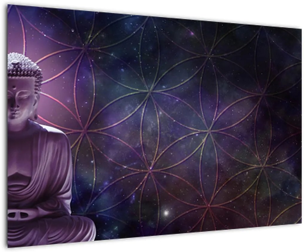 Tablou - Buddha cu florile vieții (90x60 cm)