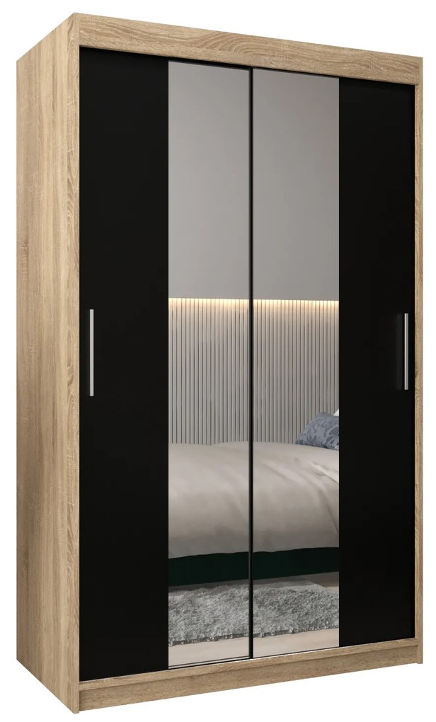 Dulap de haine 120 cm Toki 1 (stejar sonoma + negru mat). 1064899