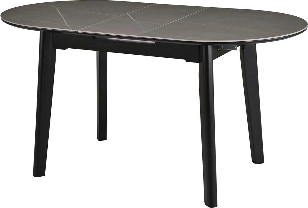 Masa extensibila ARES, gri cu efect de marmura/negru, ceramica/metal,