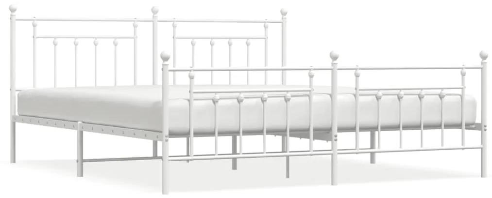 353611 vidaXL Cadru de pat metalic cu tăblie, alb, 200x200 cm
