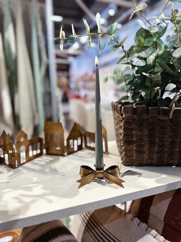 Suport lumânare decorativ vintage din fier și alamă antichizată „Tove”