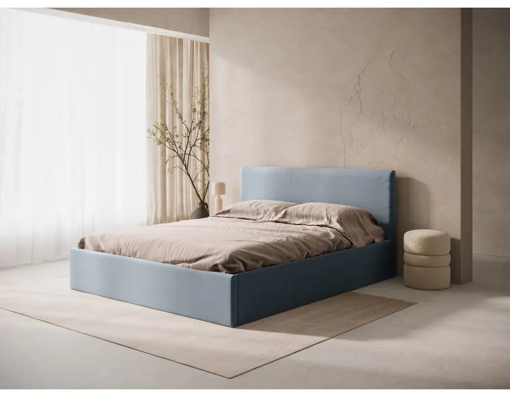 Tăblie de pat albastru-deschis tapițată 170,5x100 cm Remo – Micadoni
