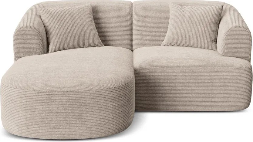 Colțar maro deschis cu tapițerie din catifea reiată (cu colț pe partea stângă/cu șezlong) Campi – Cosmopolitan Design