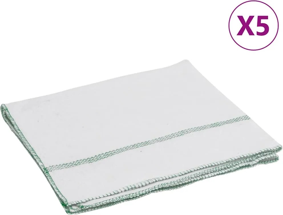 vidaXL Lavete de curățat, 5 buc., alb cu dungi verzi, 50x60 cm