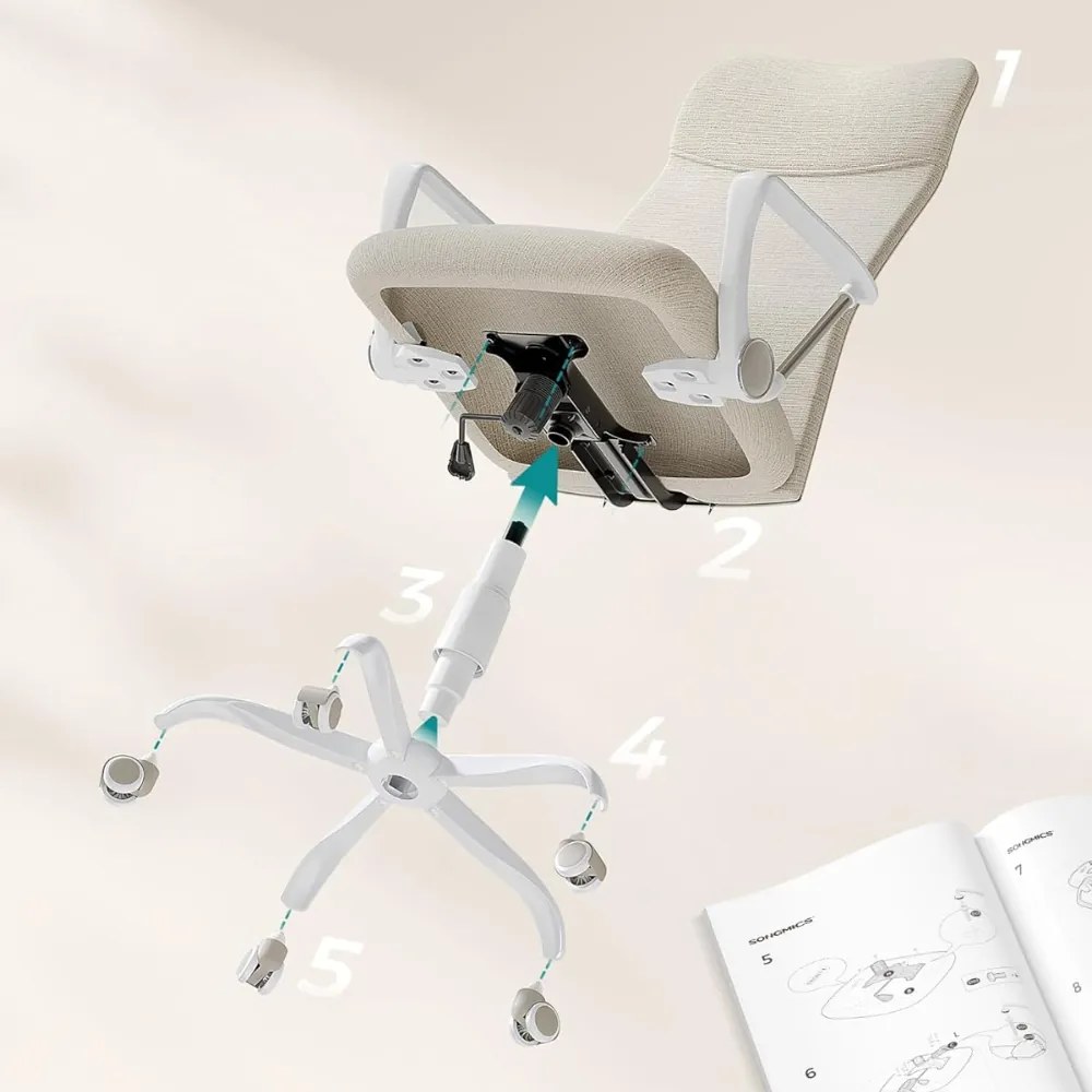 Scaun de birou DINA, max. 120 kg, bej/alb SongmicsHome