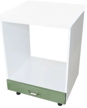 Corp pentru cuptor incorporabil cu sertar Zebra, Alb/MDF Verde, cu blat alb, 60 x 85 x 60 cm