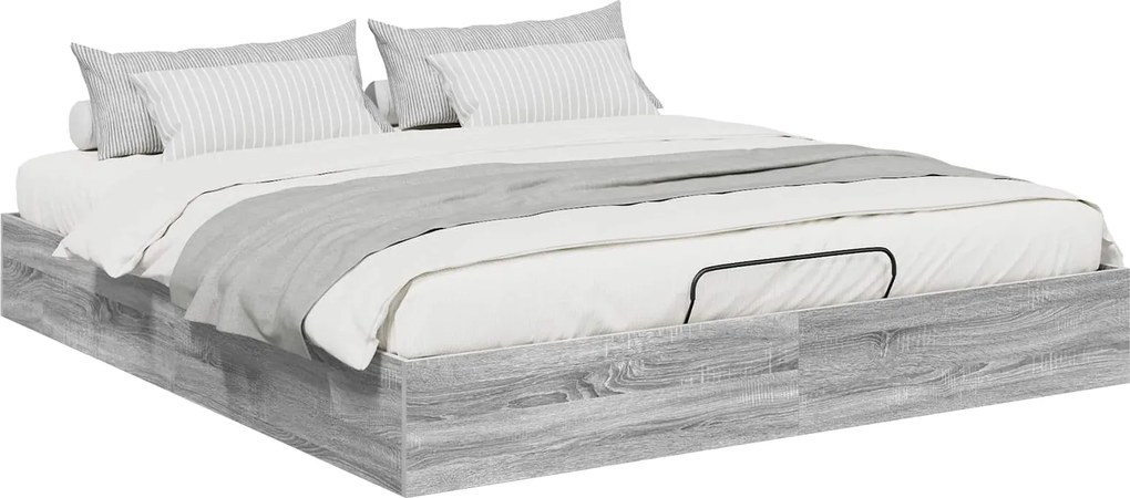 vidaXL Cadru de pat otoman Sonoma gri 203 x 180 x 25 cm Lemn prelucrat