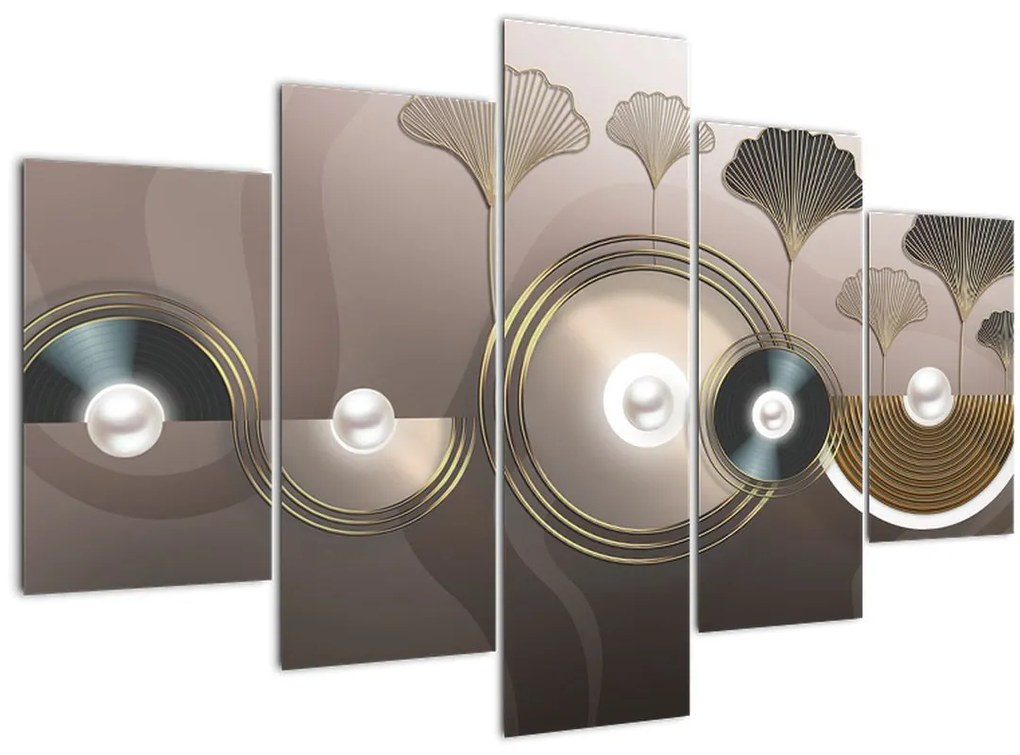 Tablou - Abstract maro-auriu (150x105 cm)